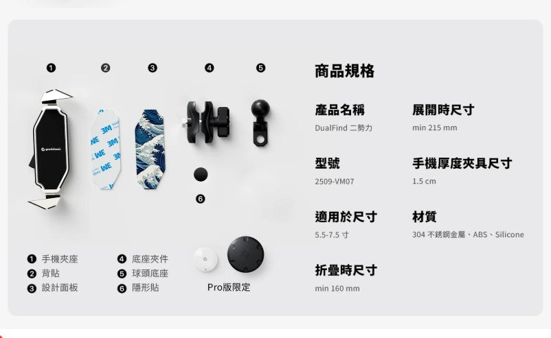 grantclassic 二勢力 Dualfind Air 機車手機支架 標準版