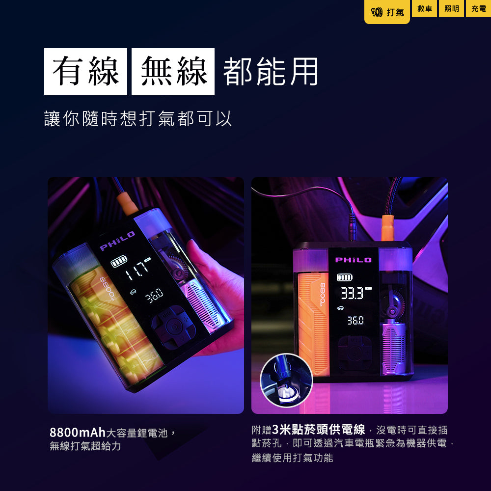 Philo 飛樂 行車救援王STP09二代 救車x打氣多功能機 透視升級版