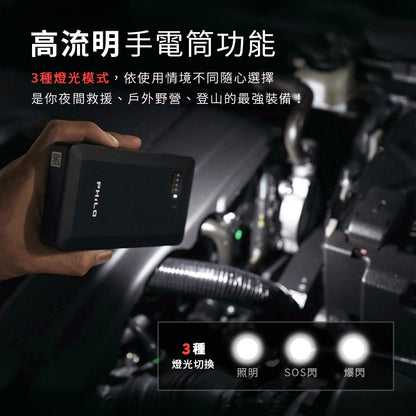 【Philo 飛樂】純黑潮酷款 8000mAh汽油版救車行動電源｜PQC-8000SE