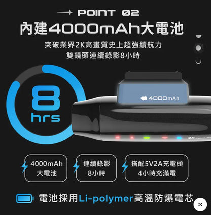 MUFU V40T 極光機 安全帽行車記錄器【贈64G+保護貼+拭鏡布】前後雙鏡頭 1440P 8小時續航 IP66防水