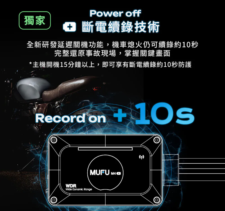 MUFU 前後雙錄機車行車記錄器 M4黑盒子【斷電續錄版】｜贈64GB記憶卡