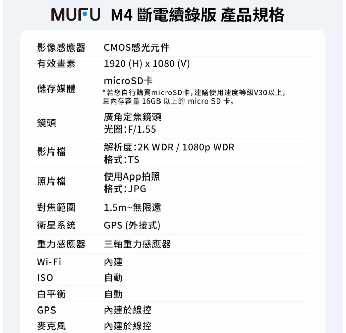 MUFU 前後雙錄機車行車記錄器 M4黑盒子【斷電續錄版】｜贈64GB記憶卡