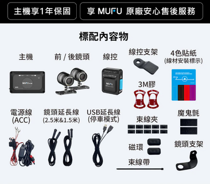 MUFU 前後雙錄機車行車記錄器 M4黑盒子【斷電續錄版】｜贈64GB記憶卡