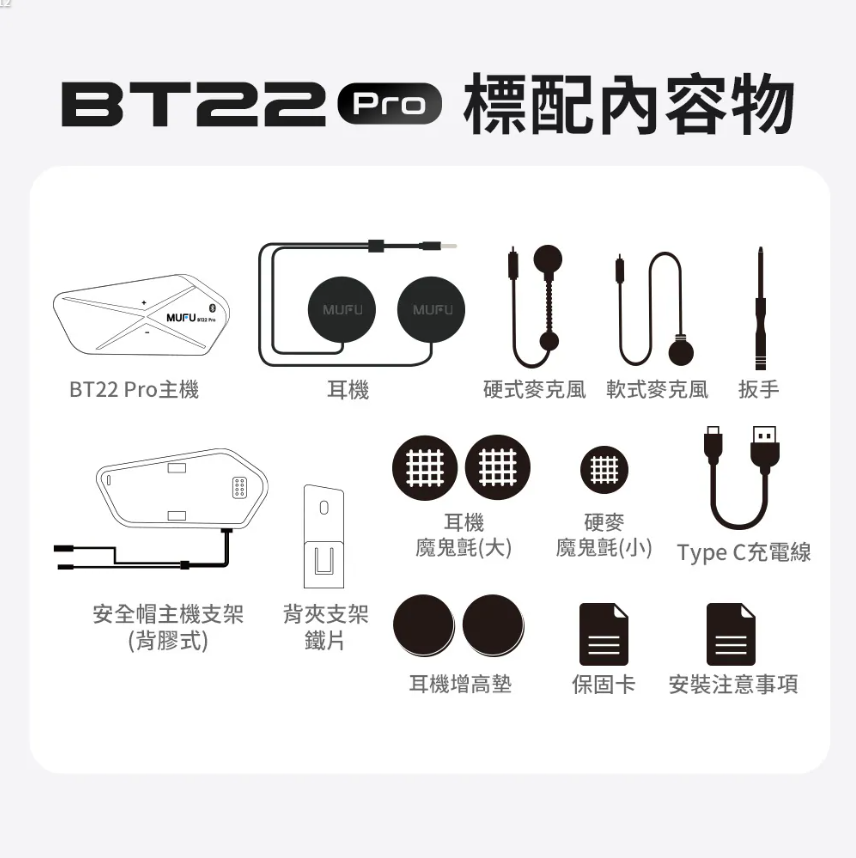 MUFU 安全帽藍牙耳機 BT22 Pro 酷炫機