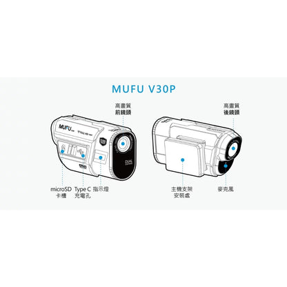 MUFU V30P 好神機【獨家特賣$2990】前後雙錄機車行車記錄器