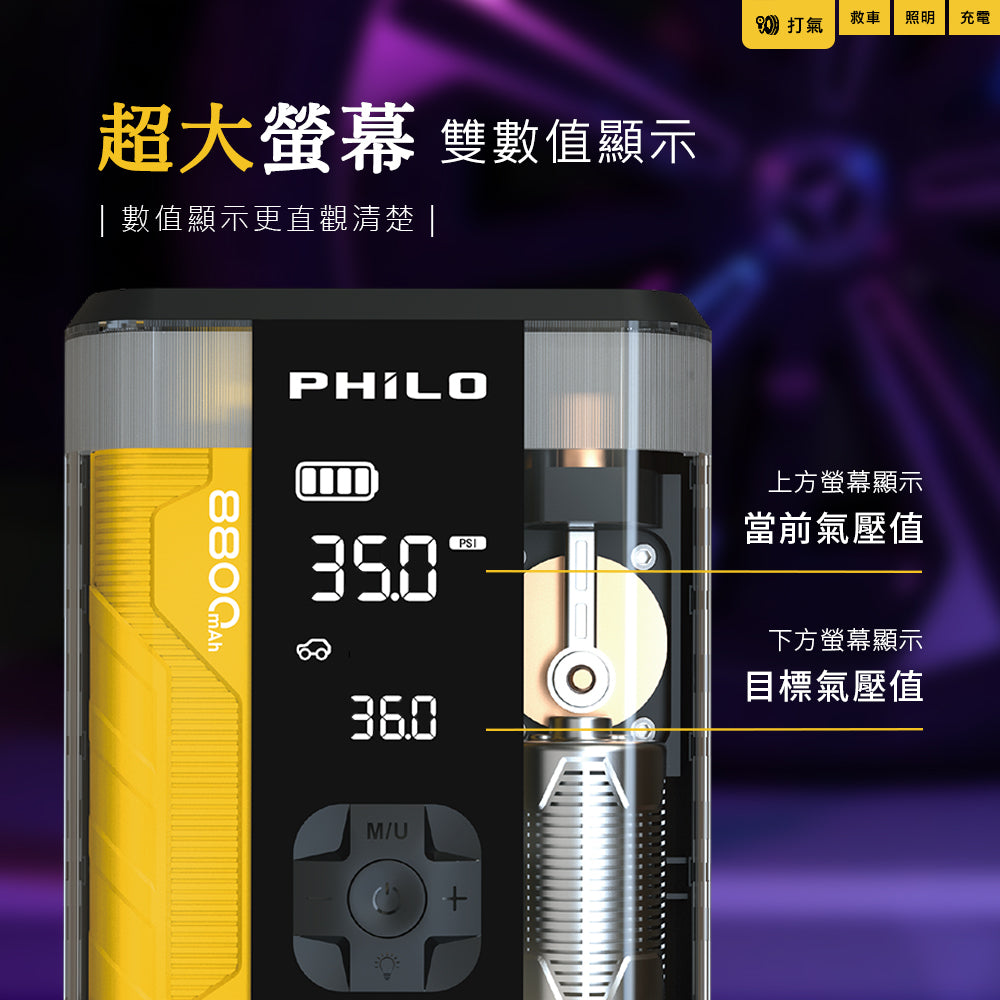 Philo 飛樂 行車救援王STP09二代 救車x打氣多功能機 透視升級版