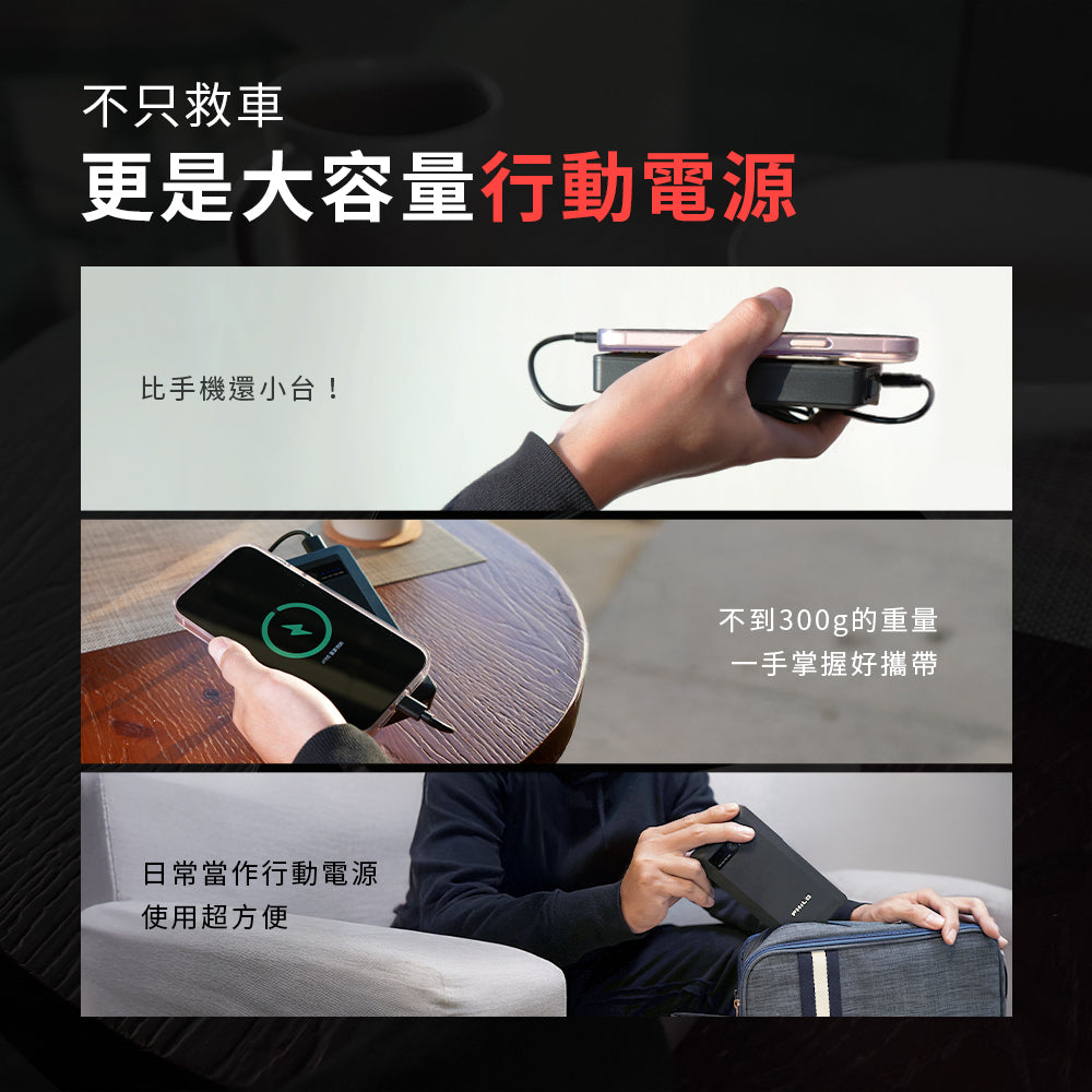 【Philo 飛樂】純黑潮酷款 8000mAh汽油版救車行動電源｜PQC-8000SE