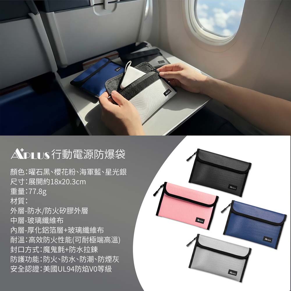 A+PLUS 防爆袋｜行動電源 / 鋰電池專用 防水防火安全收納袋