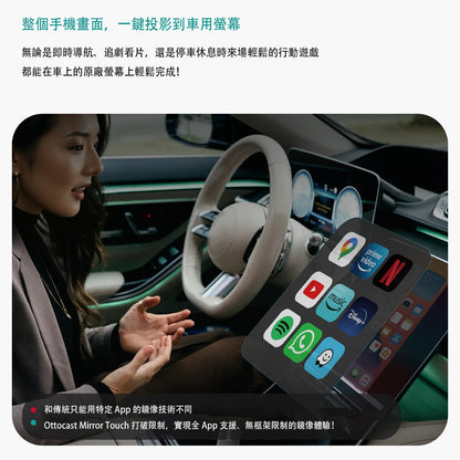 ottocast mirror Touch 無線CraPlay手機鏡像轉接器
